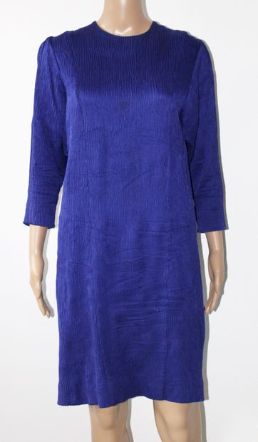 null Christian DIOR, Long-sleeved pleated dress, blue/purple, spots
Size M