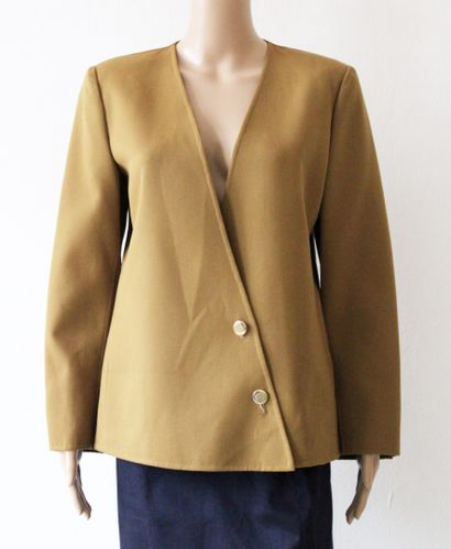 null Salvatore FERRAGAMO, Double-breasted jacket in khaki tones, stains 
Estimated...