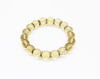 null *925 silver bracelet adorned with citrine beads interspersed with rings, expandable,...