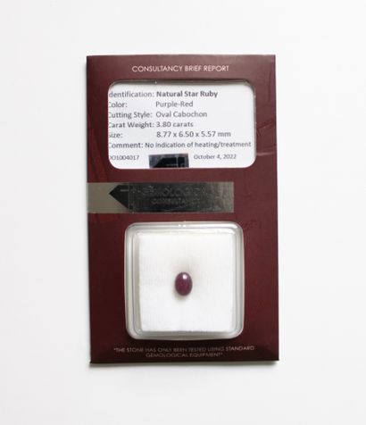 null *Unmounted, unheated star ruby 3.80 carats - CERTIFICATE GCI