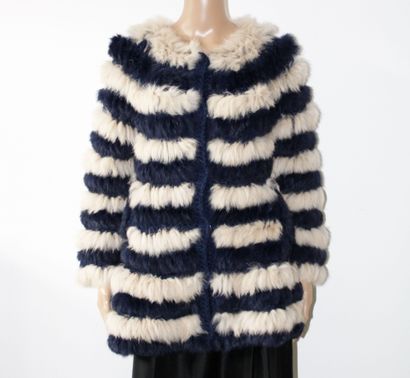 null MANOUSH, Knitted rabbit jacket with blue and white stripes, 
Indicated size...