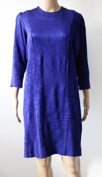 null Christian DIOR, Long-sleeved pleated dress, blue/purple, spots
Size M