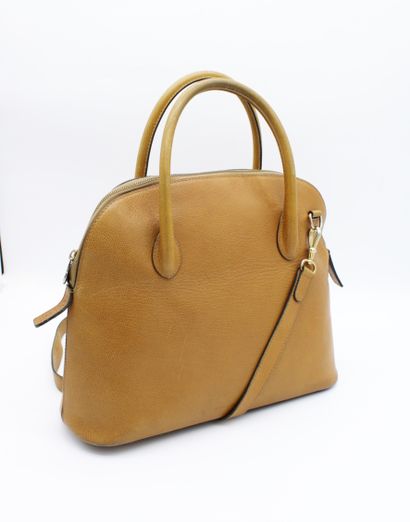 null CELINE, bolide-shaped handbag in camel grained leather, two handles, with shoulder...