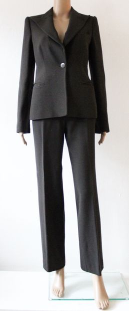 null ARMANI, Brown/green wool and viscose suit, jacket and pants, button closure,...