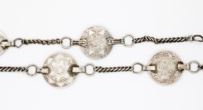 null Morocco, Silver necklace made of coins early 20th c
length 42 cm, weight 145.9...