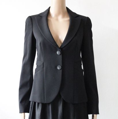 null Emporio ARMANI, Black wool and nylon suit jacket, two buttons, two pockets,...