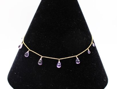 null *925 gilt silver necklace adorned with amethyst drops of various sizes, 
length....