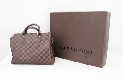 null Louis VUITTON, Speedy model handbag in ebony and brown checkerboard leather,...