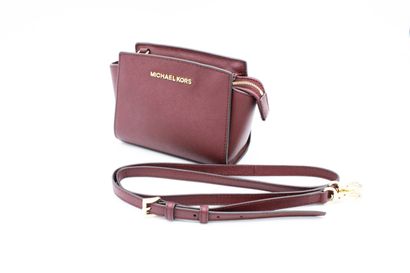 null MICKAEL KORS, Small burgundy coated canvas bag with shoulder strap, gold metal...
