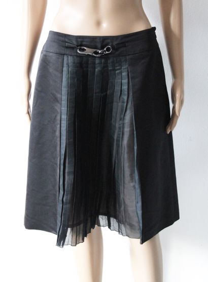 null CELINE, Black silk and wool pleated skirt, apricot silk lining
Size 40