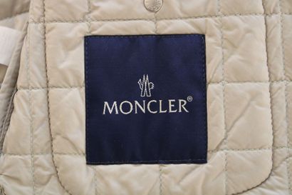 null MONCLER, Children's quilted down jacket, light blue with grey piping, one pocket...