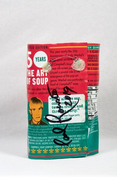 Paul ROUSSO Campbell's Soup, 2019
Sculpture.
Résine imprimée et pliée.
Signé et daté...