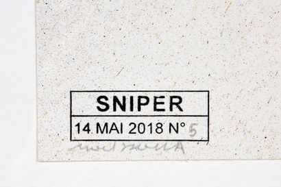 NOËL DOLLA (NÉ EN 1945) Sniper 14 mai 2018, 10/9/2019
Acrylique sur papier.
Porte...