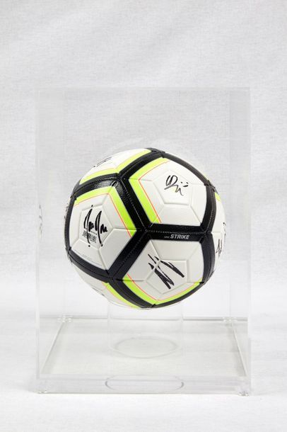 ÉQUIPE DE FRANCE DE FOOTBALL Ballon de football en cuir de marque NIKE.
Signé au...