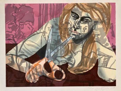 David SALLE (né en 1952) Women with scissors and night club . (1987)
Gravure en couleurs,...
