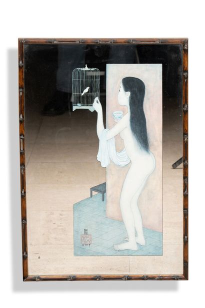 Trung Thu MAI (1906-1980), d'après painted mirror 
67 x 45 cm Gazette Drouot