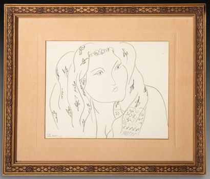 Henri MATISSE (1869-1954), d'après Woman with scarf 
Print 
Signed and dated 42 lower... Gazette Drouot