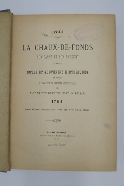 null L'exemplaire de la fabrique Léon BREITLING
COLLECTIF. 1894. La Chaux-De-Fonds...