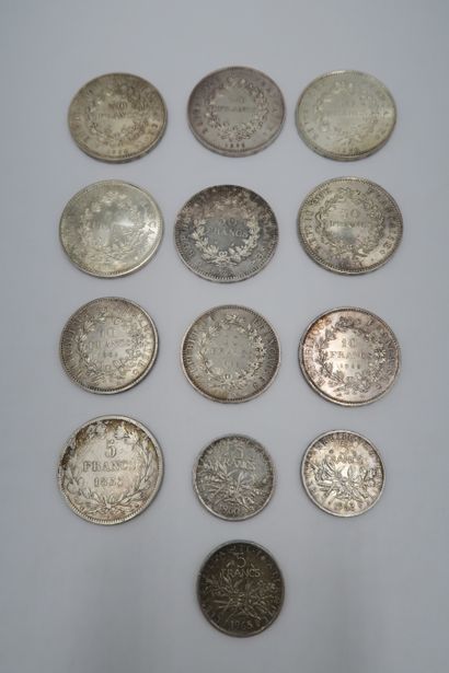 Set includes: 6 pieces of 50 francs silver,...