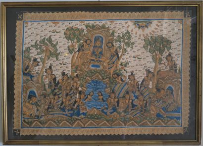 null Tanka, deities, Tibet, 20th century ?
On canvas with cut edges
61.5 x 87.5 ...