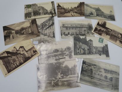 null Set of around 30 old postcards, including Besançon, Quingey, Vesoul, Bois de...