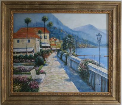 null Contemporary school, Lenoir
Lakeside in Italy ?
Oil on canvas, signed lower...