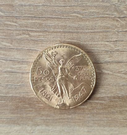 null One 50 peso gold coin, Mexico
(Worn, rubbed)
Sales charge 10% excl. tax, i.e....