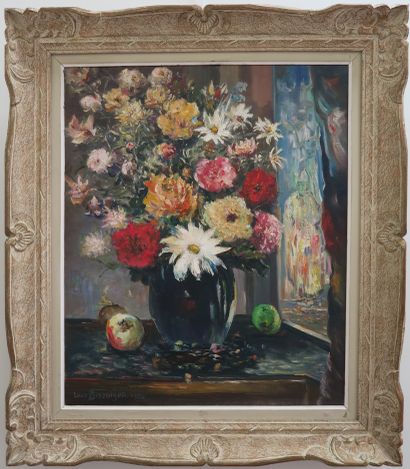 null Louis BISSINGER (1899-1978)
Bouquet of flowers and apples, 1958
Oil on canvas...