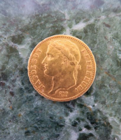 null A 20 franc coin Napoleon Emperor, laurel head, 1811
PB. 6,4 g
Sales charge 10%...