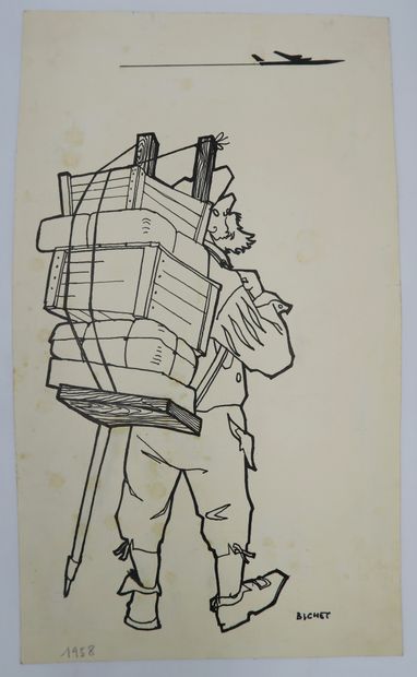 null Pierre BICHET (1922-2008)
"Danzas" (Swiss transport company)
Ink drawing on...