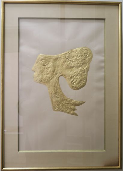 null After Georges Braque
Composition molded in relief on silk 
55 x 35.5 cm, view...