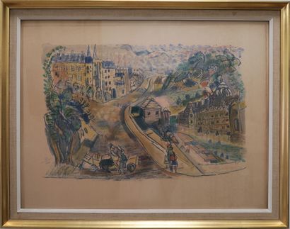 null Michel KIKOINE (1892-1968)
View of a busy city
Color lithograph, signed lower...