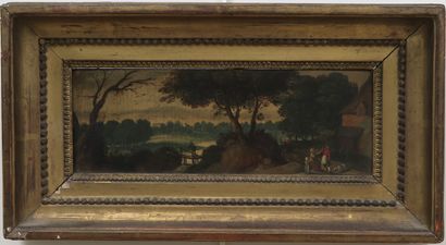 null Early 19th century school
Lively landscape with fisherman and figures in front...
