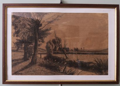 null Set of three framed pieces: 
Attributed to Gaston Coindre (Besançon, 1844-1914),...