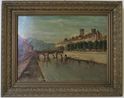 null Modern school
Besançon, the Doubs and the Madeleine
Oil on canvas, reinforced...