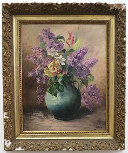 null G. GEBRET (20th century)
Bunch of flowers
Oil on canvas signed lower right
55...