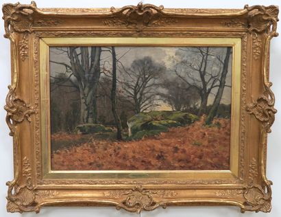 null Henri LINGUET (1881-1914)
Woods and Rocks in Autumn
Oil on canvas, signed lower...