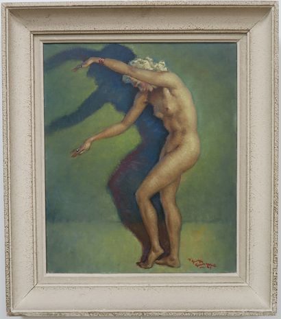 null Georges GUINEGAULT (1893-1982)
Nude dancing with his shadow, 1947
Oil on canvas,...