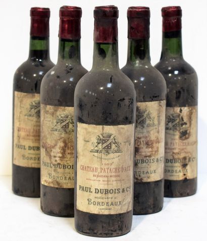  5 x Château PATACHE D'AUX, Paul Dubois Co, Begadan-Médoc, rouge, 1953 (très bons... Gazette Drouot