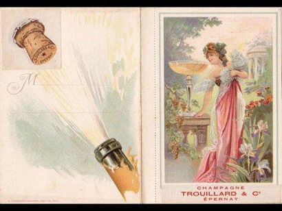 null [Fantaisie] - Cartes postales-Menu «Champagne Trouillard & Cie». Environ 70...