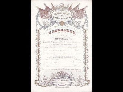 null [Cartes Porcelaine] - Programme. Musique du 12e Régiment de Ligne. Bruges et...