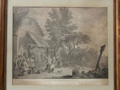 Jean Philippe LE BAS (1707-1783) d'après David TENIERS II (1610-1690) Guinguette...