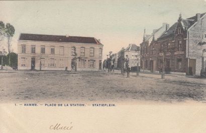 null 
HAMME. Ensemble 10 cartes postales.

Corderie, Rue de la Station, Place de...