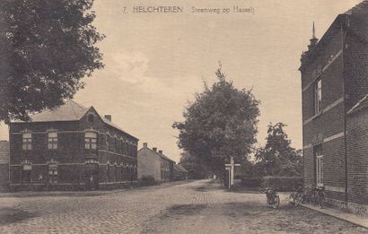 null 
HELCHTEREN. Hotel Zels-Ketelbeuters, Steenweg op Hasselt, Statie et Kasteel...