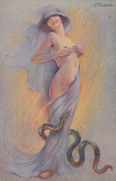 S. MEUNIER 
[ILLUSTRATEURS] S. MEUNIER - La Femme et le serpent. 7 cartes postales...