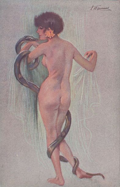 S. MEUNIER 
[ILLUSTRATEURS] S. MEUNIER - La Femme et le serpent. 7 cartes postales...