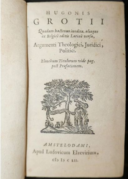 null 
[1652 ELZEVIER] Hugo GROTIUS - Argumenti theologici, juridici, politici : Elenchum...