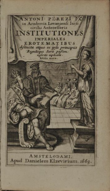 null 
[1669 ELZEVIER] Antonio PEREZ - Institutiones imperiales, erotematibus distinctae,...