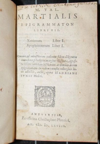 null 
[1568 PLANTIN] Marcus Valerius MARTIALIS - Epigrammaton libri XII.
Antverpiæ,...