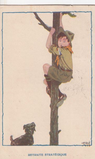 null 
HERGÉ - 3 cartes postales illustrées de scouts.
Bruxelles, Le Campeur, oblitérées...